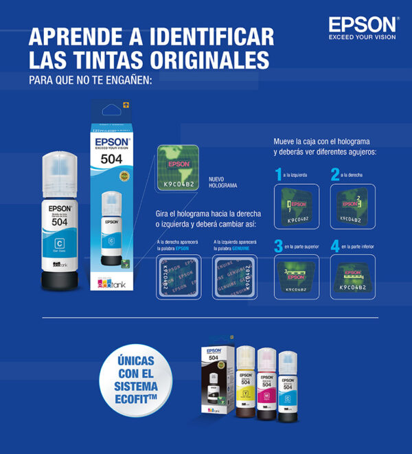 Botella de tinta Epson T504 Cian - Imagen 3