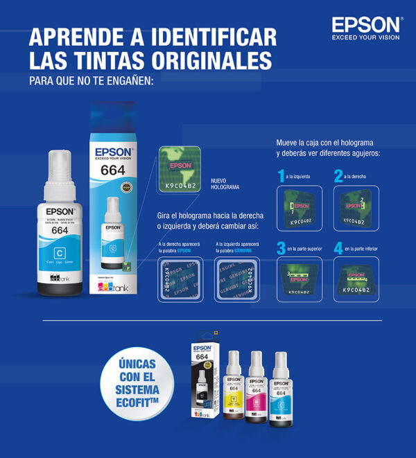 Botella Epson Cian T-664 - Imagen 3