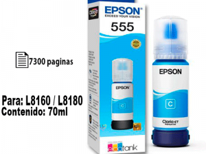Botella de tinta Epson T555 Cian