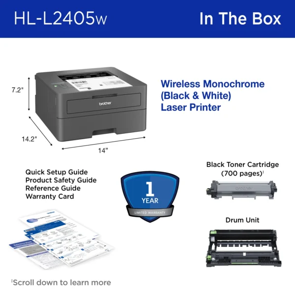 Impresora Brother Láser Monocromática HL-L2405W - Imagen 4